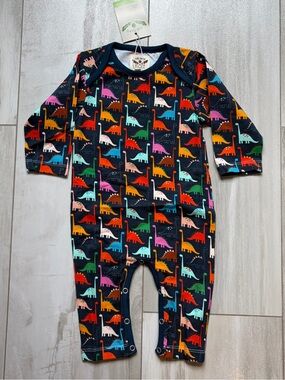 NWT The Oaks Apparel Co Colorful Navy Spike Dinosaur Full Length Romper Boys 6M